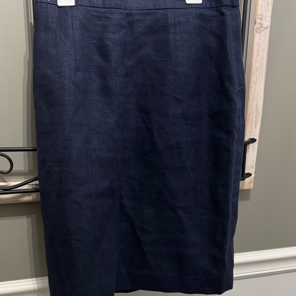 Harve Bernard petite 8 linen vintage Navy Blue Women's Skirt